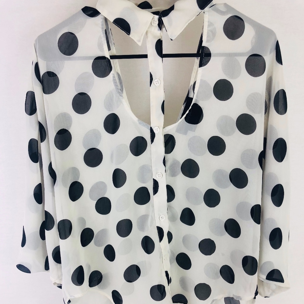 Nasty Gal Polka Dot Collared Top